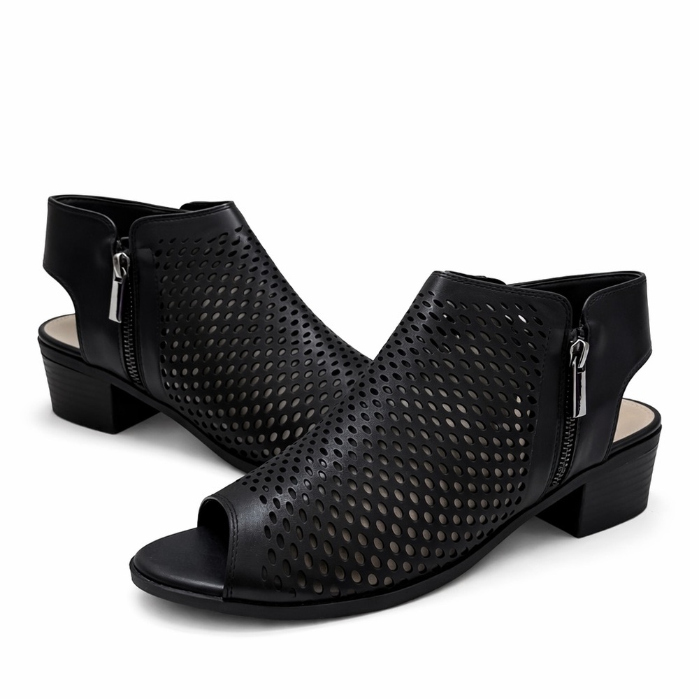 Elegant Black Perforated Mules